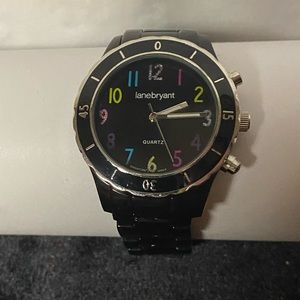 Ladies Beautiful Lane Bryant Black Round Face Watch Very Nice multicolor numbers